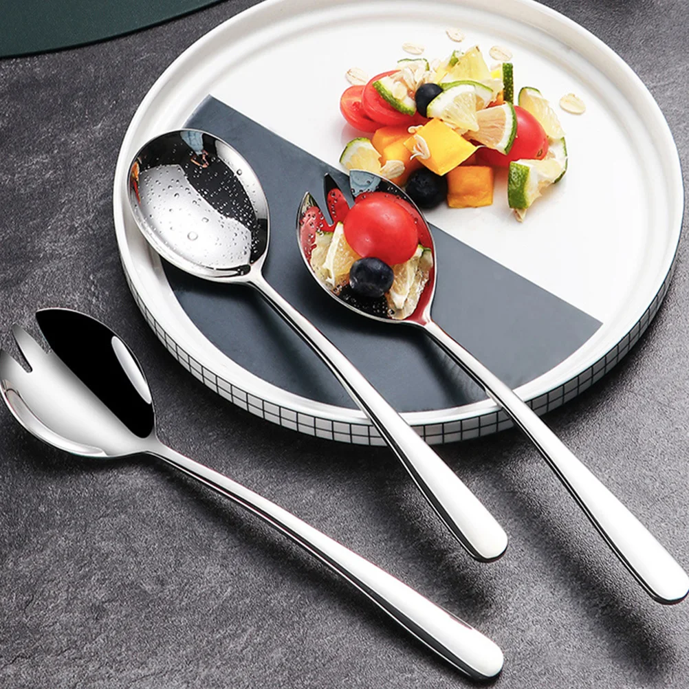 

1Set Stainless Steel Salad Spoon Fork Mirror Polished Flatware for Dessert Serving Salad Fork and Spoon Dessert Flatware