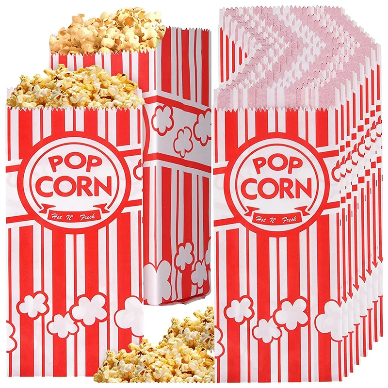 Paper Popcorn Bags Pop Corner Bags Individual Servings for Popcorn Machine Party Disposable Pop Corn Storage Christmas Bag