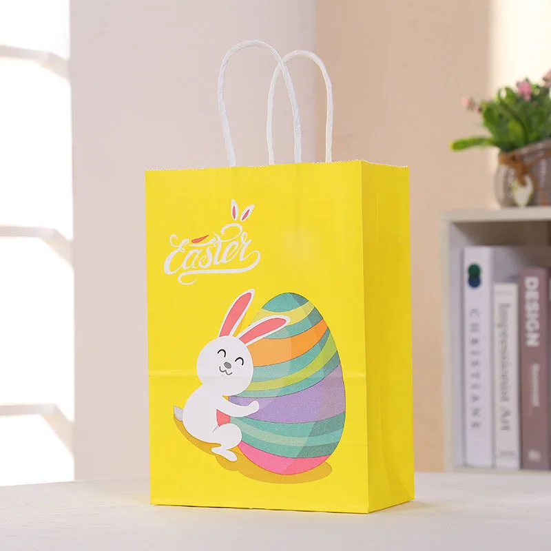 4/8/16pcs Easter Goodie Bags with Handles Bunny Rabbit Easter Egg Paper Gift Bags Baby Shower Spring Happy Easter Party Decor