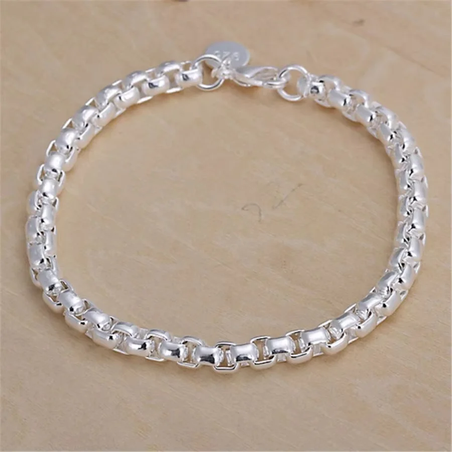 Noble Nice 925 Sterling Silver Geometric 4MM Chain Bracelets for Women Wedding Party Christmas Gifts Fashion Jewelry