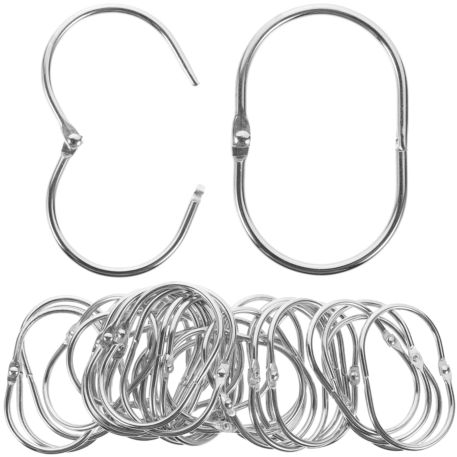 30 Pcs Shower Curtain Ring Hook Curtains Colored Iron Hooks Silver For Bathroom - view 5