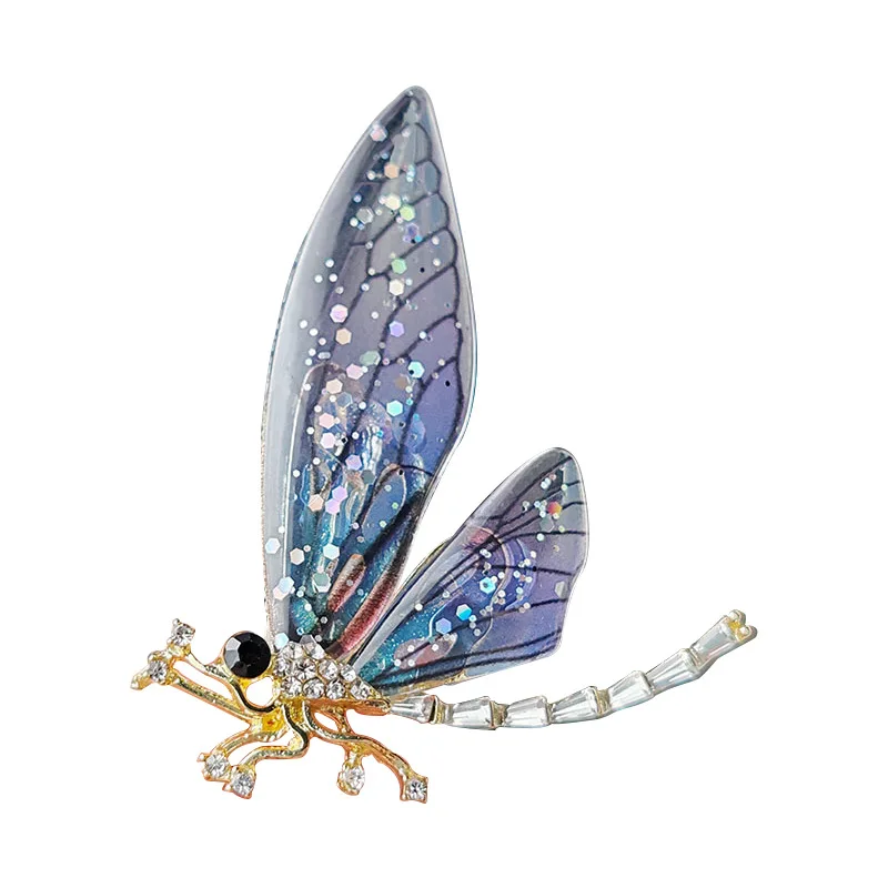 Fashion Transparent Acrylic Dragonfly Brooches For Women Vintage Insect Animal Brooch Scarf Buttons Clothing Pins Jewelry Gifts