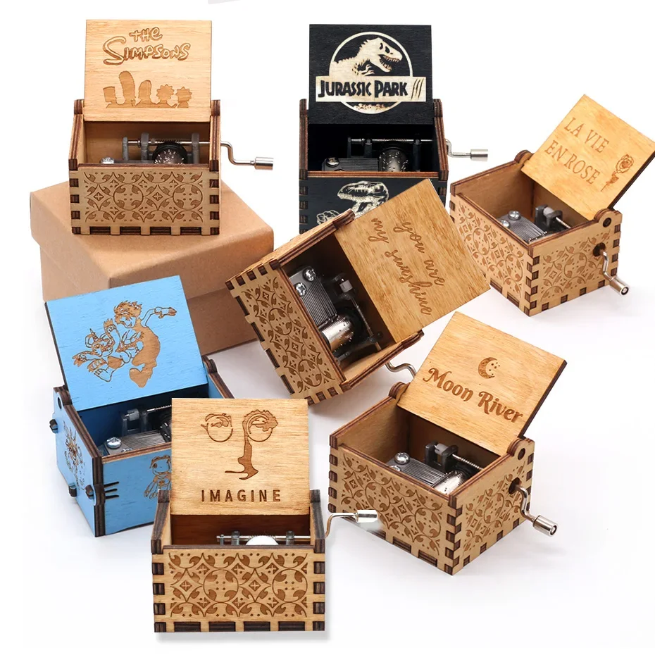 HOT NEW GOOD Theme Music Box Blind box Wooden Hand Cranked Neverland Casket musical Valentine's Day Birthday Holiday Gifts