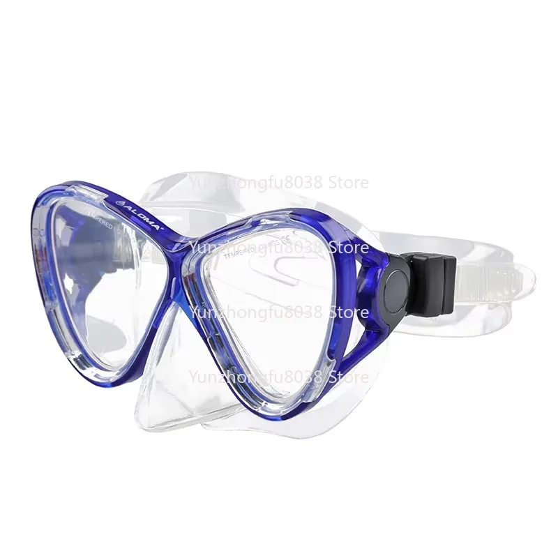 Adult Swimming Diving Equipment, Tempered Glass Anti-fog and Waterproof Mask, Free Diving with Big Nose Rack