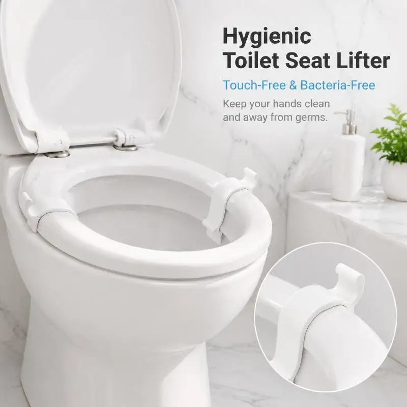 Nouvelle poignée de couvercle de toilettes sans contact (1 ou 2 pièces), installation sans outil, stabilisateur de siège de toilettes, accessoire pour toilettes d'hôtel, maison ou sanitaires publics