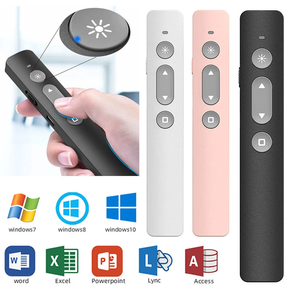 

Wireless Flip Pen Red Light USB Rechargeable PPT on Slide Remote Control Powerpoint Clicker Pointer for Windows/Mac/Android
