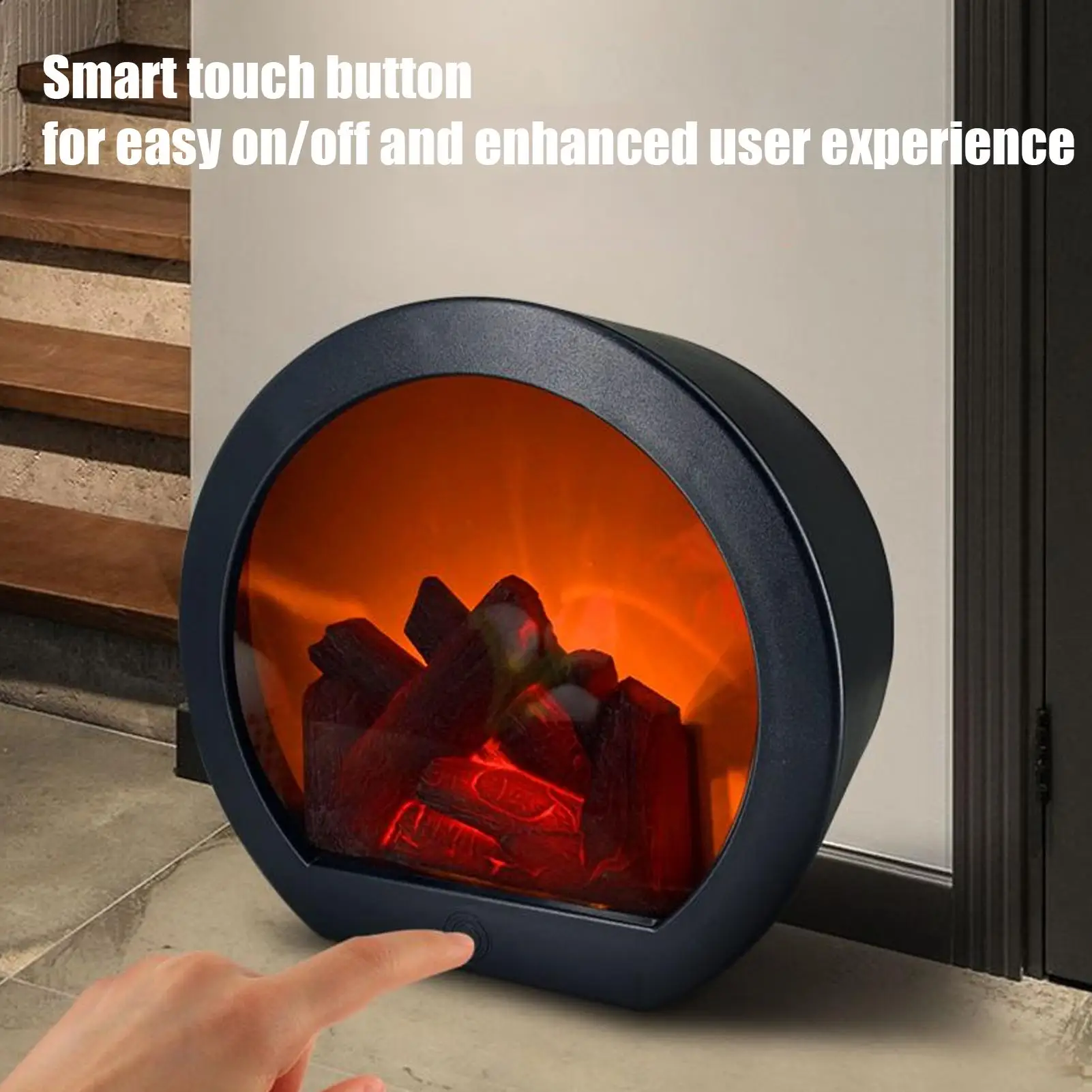 Fireplace Lanterns Flameless LED Fire Lamp Flameless Battery Operated USB Charging Fireplace Lantern For Indoor Living Rooms
