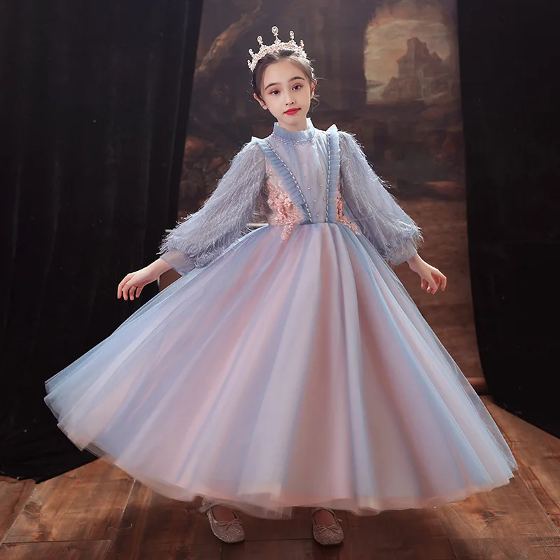 

Children's Formal Princess 's Birthday Catwalk Little Flower Girl Wedding Host Piano Performance Dress
