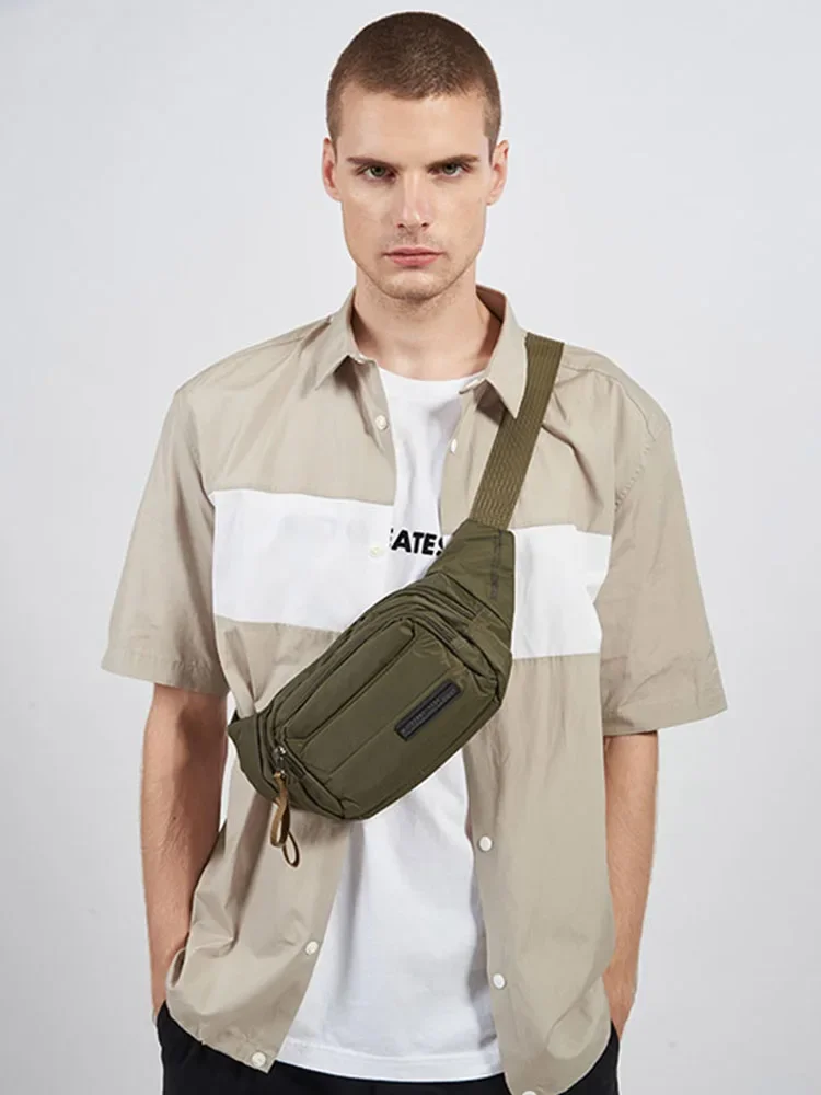 Volunteer Waist Bags for Men 2023 New Trendy Solid All-match Casual Large Capacity Travel Phone Belt Crossbody Package 1713-19