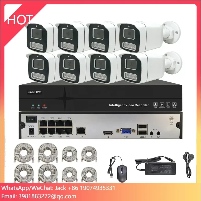 الشركة المصنعة 5mp 4k 8mp 4 8 16 قناة HD AI Ip Poe Nvr كاميرا مراقبة خارجية للمنزل طقم نظام Cctv مع كاميرا