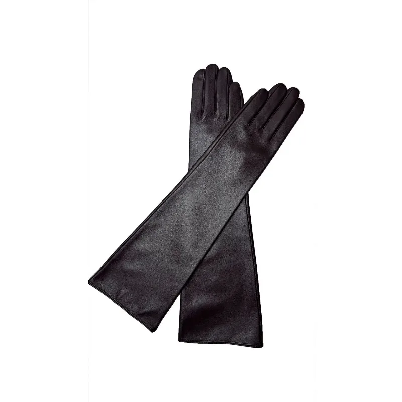 European, American and Russian Women 45cm Extended Sheepskin Leather Thin Warm Winter Long Gloves Touch Screen
