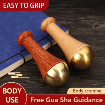 Guasha massage tool for face gua sha facial copper wood scraping stick kansa hammer face and foot massager