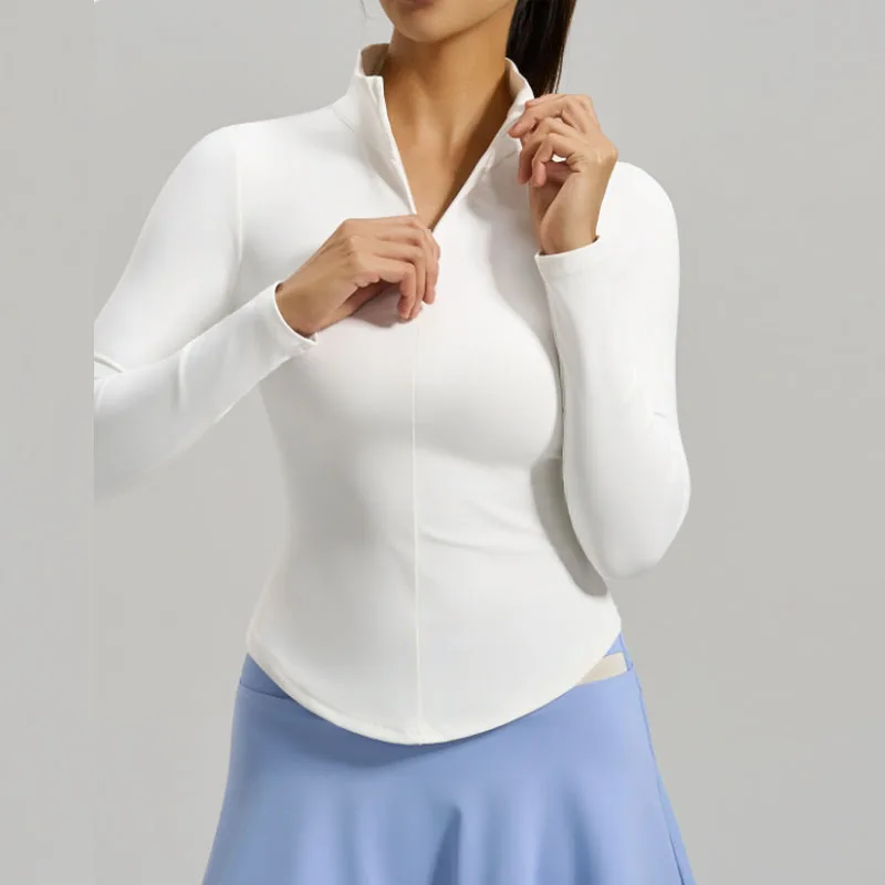 

PofyBofy Quater Zip Yoga Shirt Long Sleeve Slim Fitting Workout Shirt Women Sports Long Sleeve Running Shirt Half Zip Zipper Top
