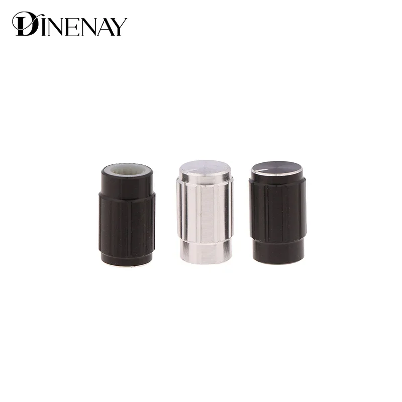 1PCS 10*16MM Audio Intercom Knob, D Axis Flower Shaft Aluminum Alloy Pot Encoder Cap, Black Silver.
