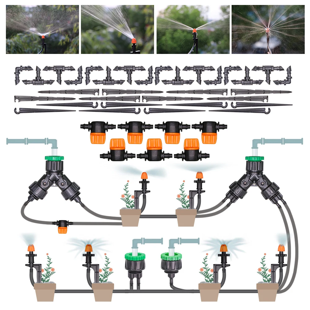 

1/2'' 3/4'' Garden Tap Hose Connector 1/4'' Irrigation Drip Coupling Adapter 4/7 Shut Off Valve Elbow Tee Stake Joint Sprinklers