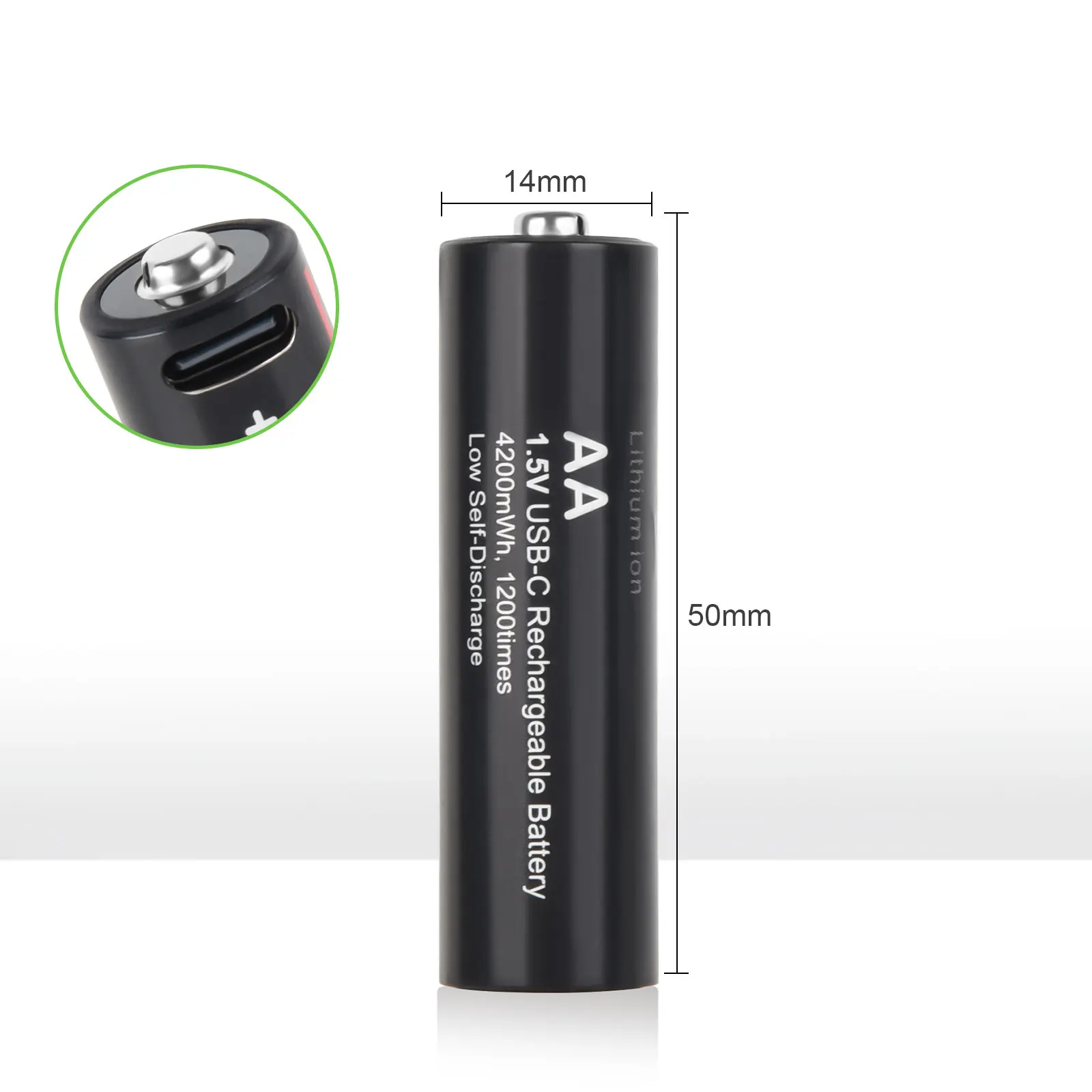 Soshine 1.5V 4200mWh Li-Ion Rechargeable Battery USB Lithium Batteries Type C AA Battery with 4-in-1 USB Cable 1200 Times Cycle