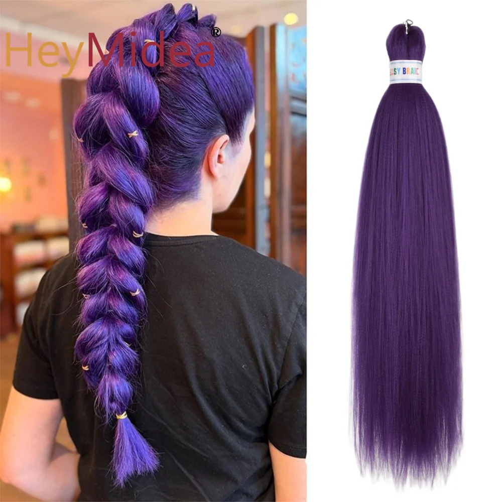 

26Inch Purple Braiding Hair Pre-stretched Hair Extensions for Crochet Braids Soft Yaki Synthetic Jumbo Braids DIY Ponytail Braid