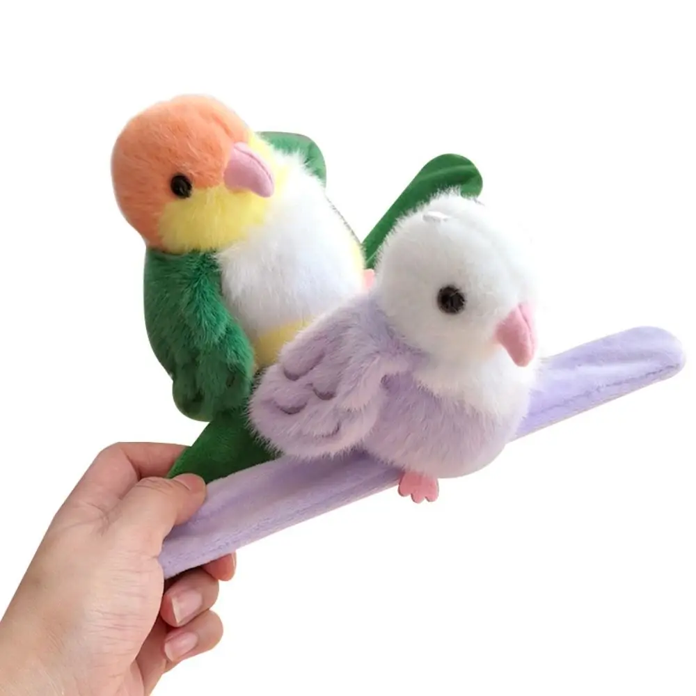 Wristband Bracelet Parrot Clap Circle Stuffed Animal Plush Hand Ring Parrot Key Chain Kawaii Plush Doll Slap Snap Wrap