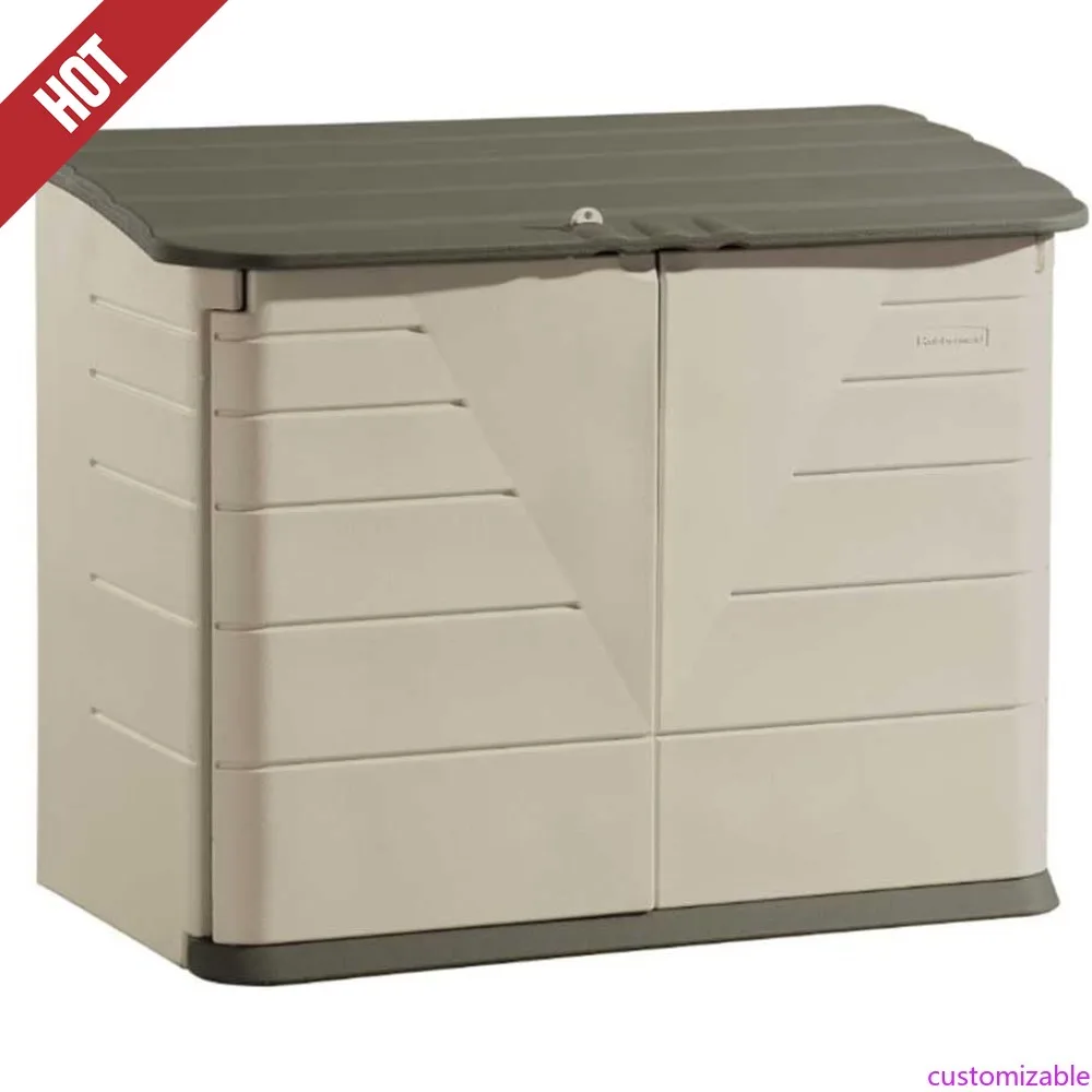 

Customizable-Large Horizontal Resin Outdoor Storage Shed With Floor (5 X 4 Ft) Weather Resistant, Beige/Brown, Organization For