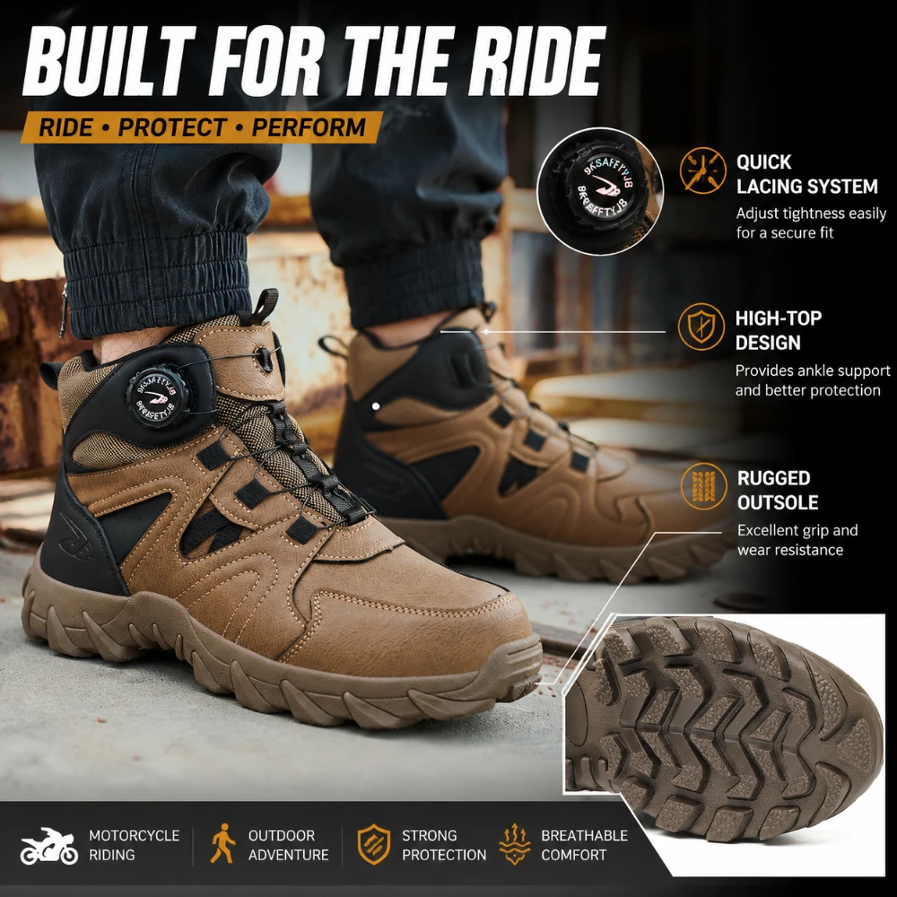 Men Motorcycle Boots Breathable Anti-fall Rider Road Racing Casual Shoes Motorbike Shoes Wear Resistant Motocross Boots