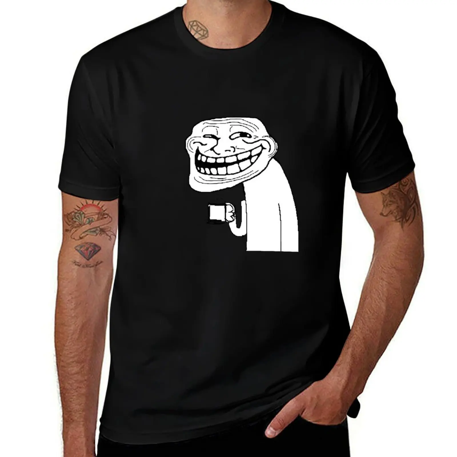 

trollface with coffee meme T-Shirt customs anime shirt oversized t shirt mens funny t shirts