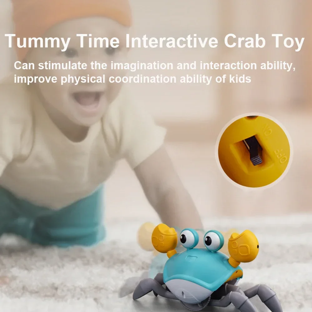 Crawling Crab Toy Baby Toys with Music & Light Tummy Time Toys Interactive Musical Toy for Toddlers Boys Girls Avoid Obstacles