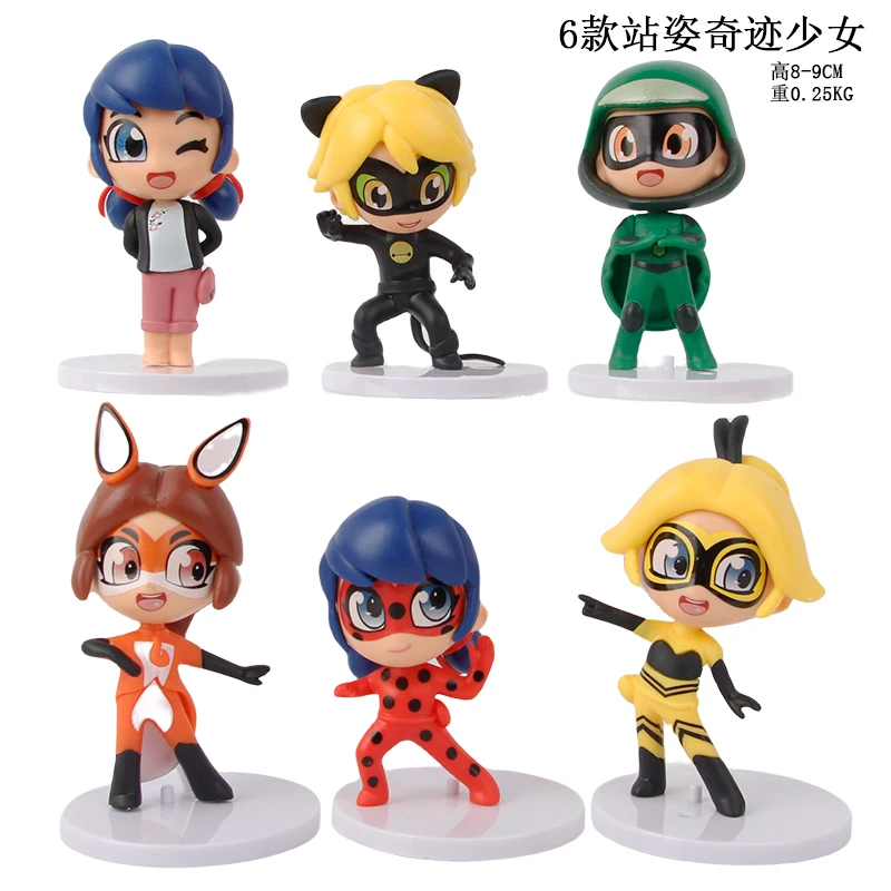 6pcs/set Cat Noir Cute Figure Collection Model Toys