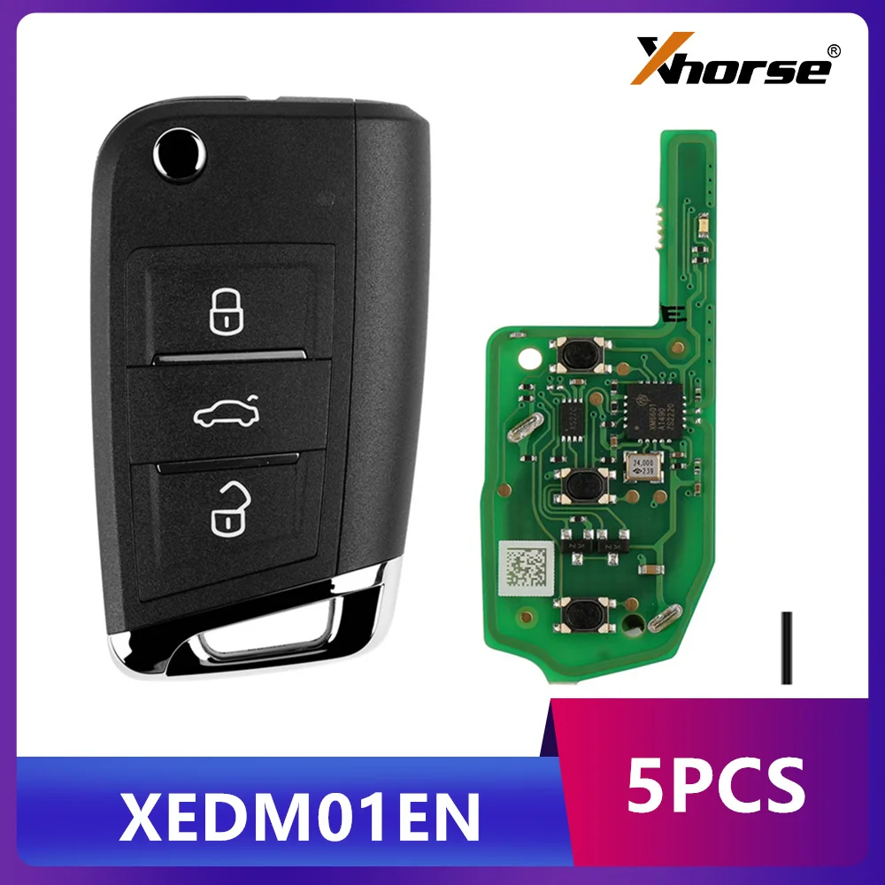 

5PCS Xhorse XEDM01EN Super Remote Key for VW MQB 3 Buttons with Built-in Super Chip English Version Newer Version of XEMQB1EN
