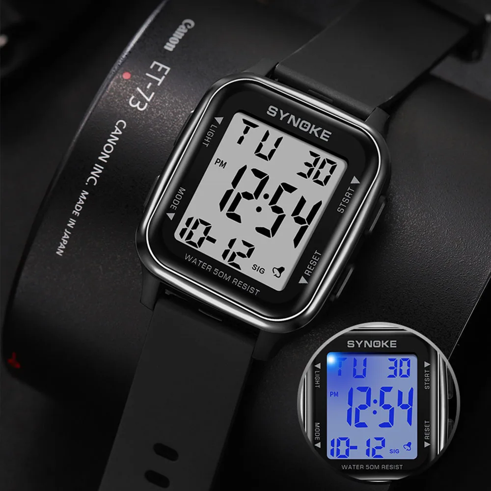 Fashion Sport Watch Men Multifunctional Square Electronic Watches Students Clock Digital Wristwatch For Male