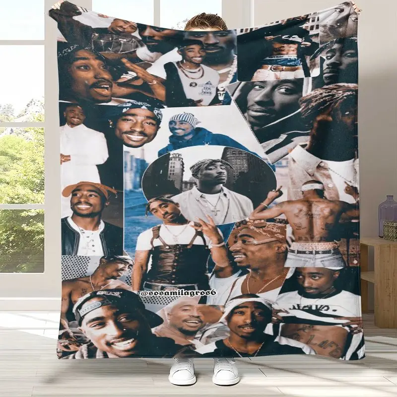 Vintage Tupac 2Pac Thug Life West Coast Rap Legend Flannel Throw Blanket,Cozy Warm Blanket for Bed,Sofa,Living Room,Picnic,Gift