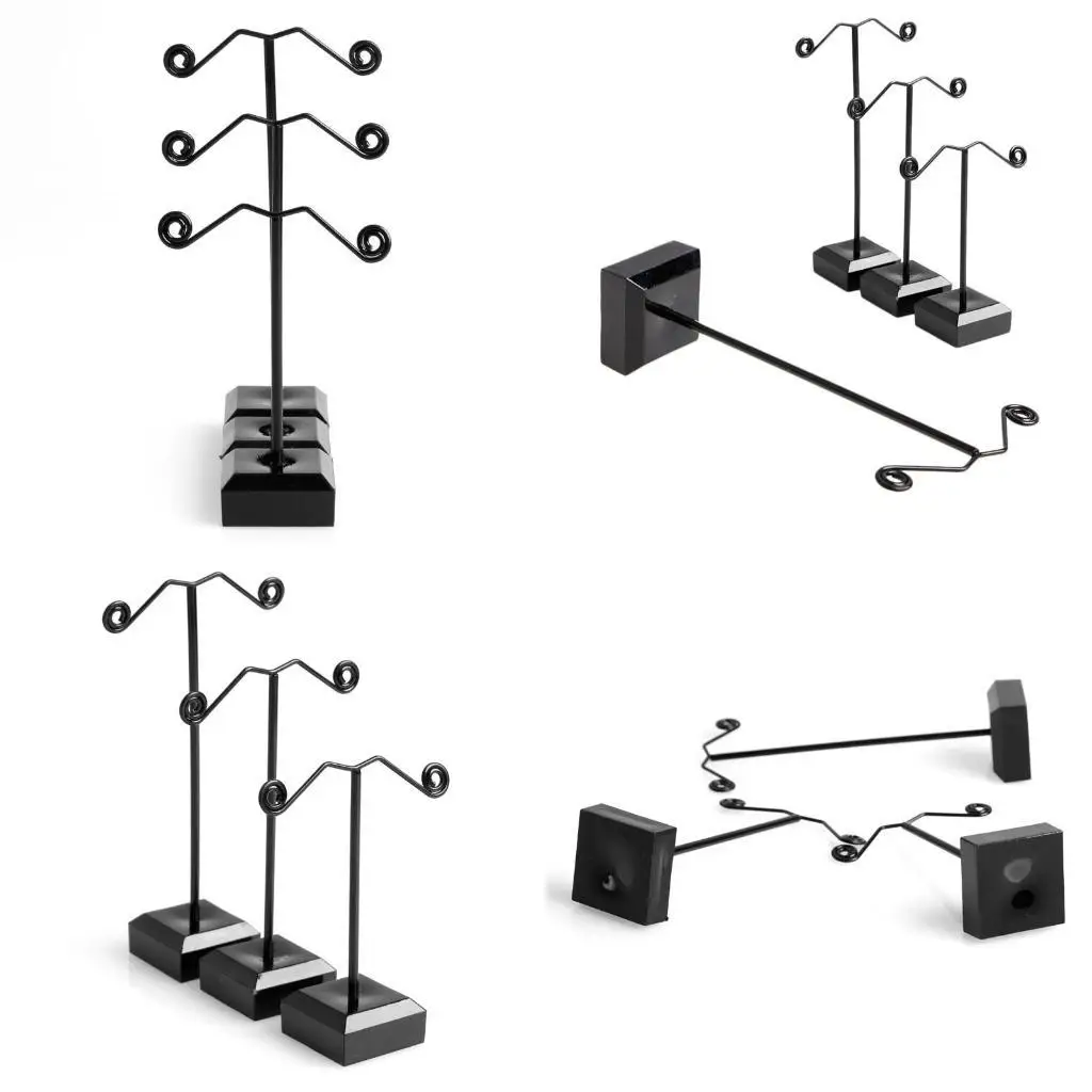

J78F 3Pieces Acrylic Earring Display Stand Black Clear Earring Holder for T Bar Earri
