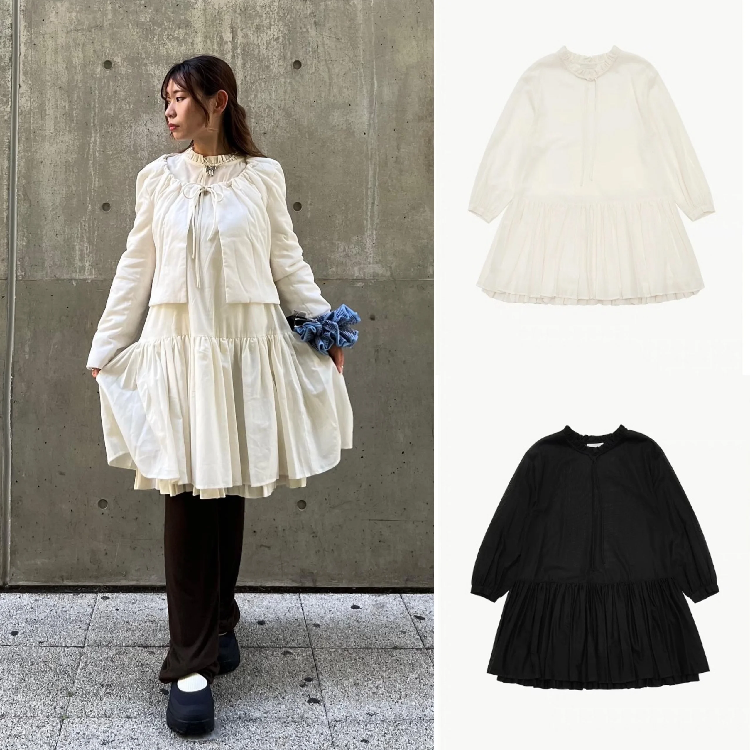 Cute Loose Shirt Dress with Bow Tie Lace Trim Spring Autumn Girl Style Long Sleeve Cotton Gown Elegant Fashion Women's Clothing