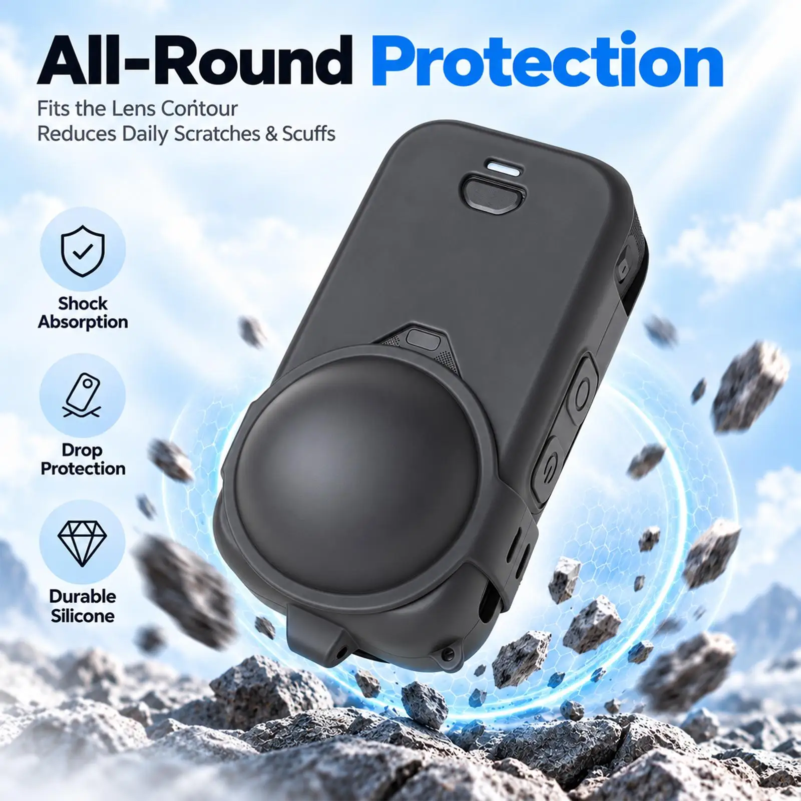 PULUZ Silicone Protective Case Camera Cover with Lens Cover & Strap for Insta360 X6