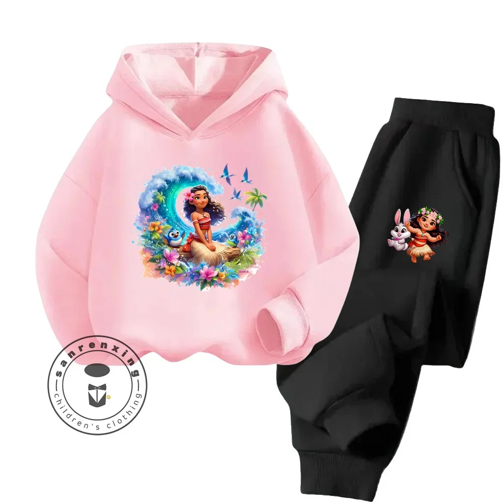 Moana Disney Fashionable Long Sleeve Streetwear for Kids Age 3-14 Spring Autumn Casual Designs Bright Colors Hoodie Tracksuit