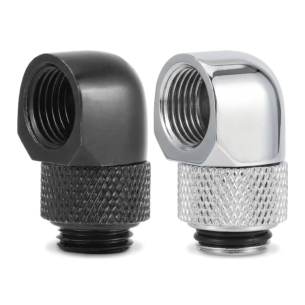 

G1/4 Thread PC Water Cooling Fitting 90 Degrees Antileakage Design Elbow Connector Rotating Elbow Silver/Black Two Touch Fitting