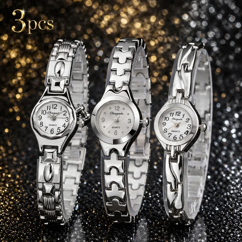 

3 Pieces Fashion Women Watches Set Simple Arabic Numeral Dial Quartz Watch for Woman Retro Luxury Ladies Watch relogio feminino