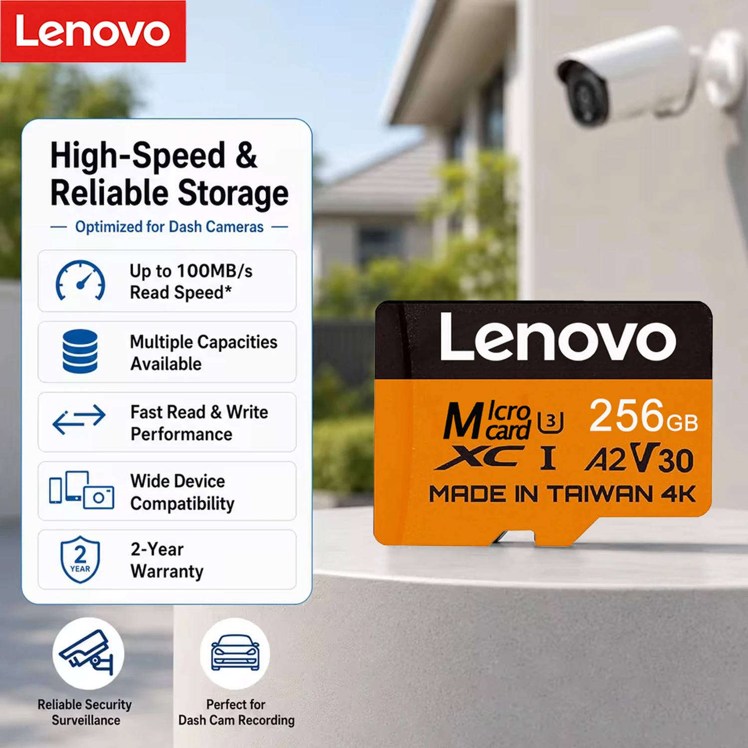 Lenovo Secure SD Card High Speed Memory Card for Nintendo Switch Camera Monitoring 4K Full HD Video Micro SD Card Multiple Sizes