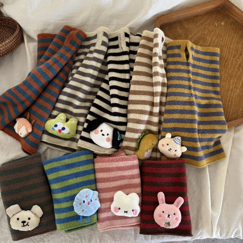 

Детский полосатый шейный платок с героями мультфильмов для детей от 2 до 8 лет, корейский дорожный шарф «Джокер», холодный и теплый шарф для мальчиков и девочек, осень и зима