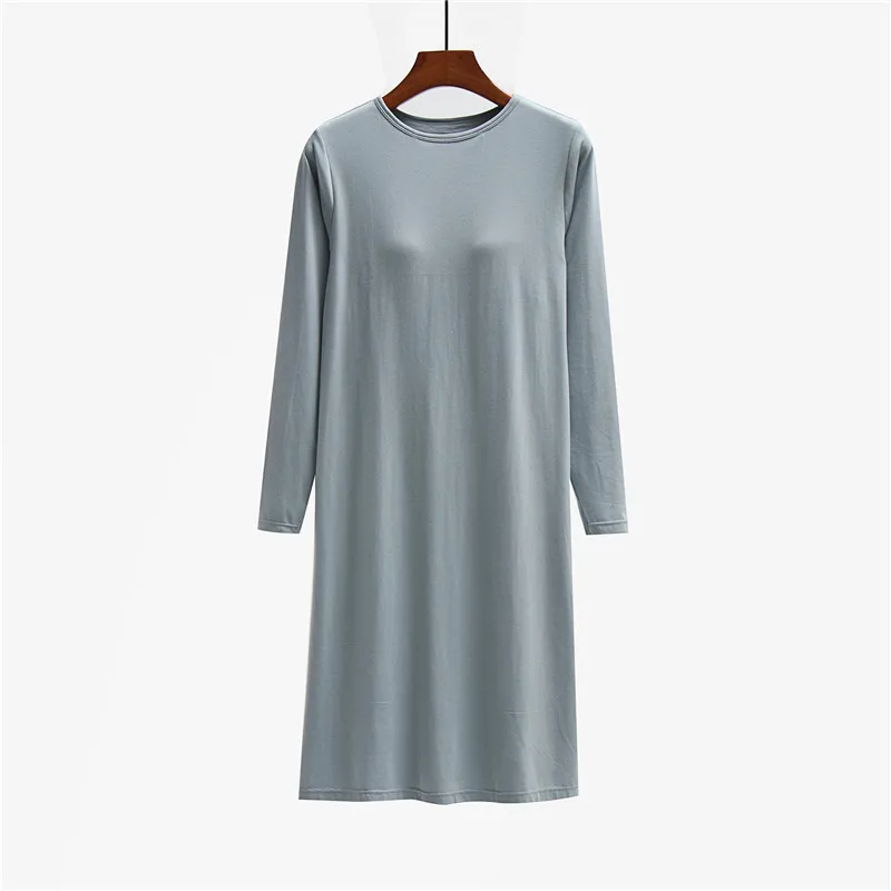 Spring Autumn Nightgowns Women Nightwear New Cotton Long Sleeve Sleepwear Dress Chest Padded Casual Homewear Female Nightshirt