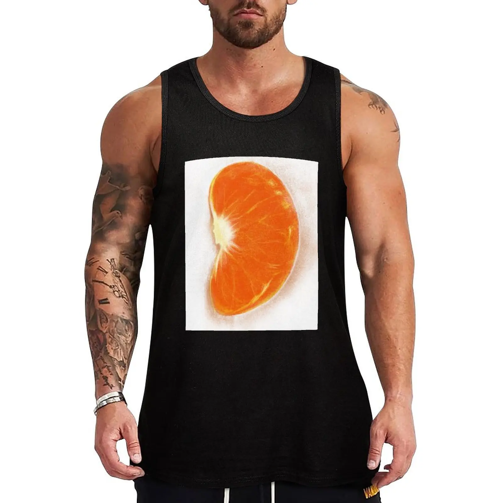 Orange mandarin Tank Top Gym T-shirts for men Male clothes clothes for men summer men clothing