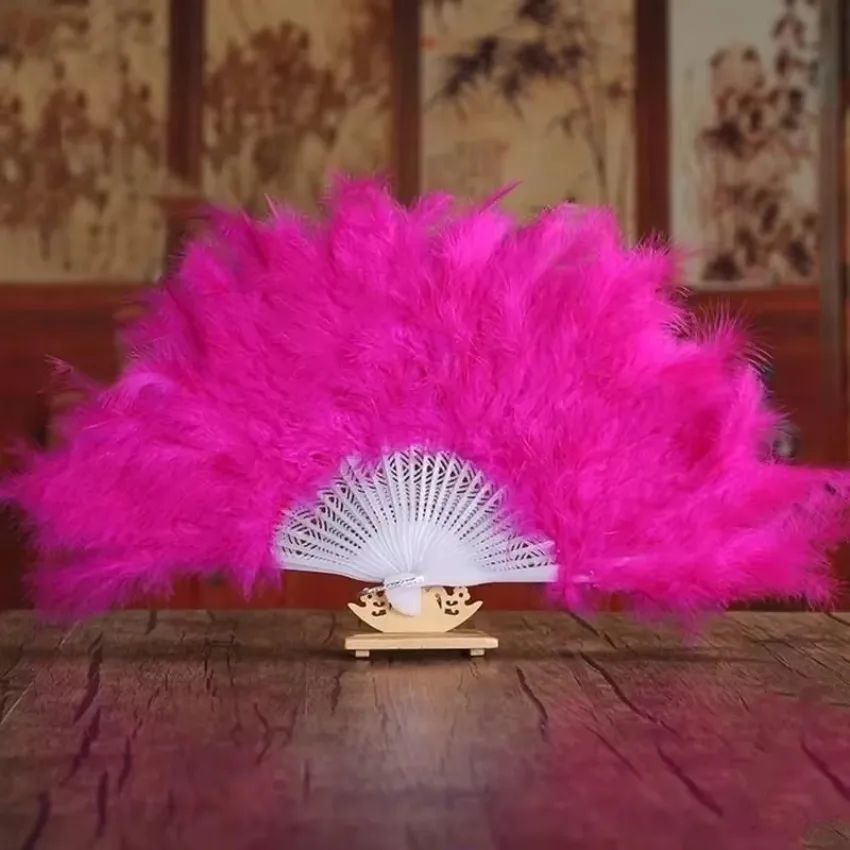 1 Pcs Feather Portable Fan Chinese Decoration Soft Fluffy Lady Burlesque Hand Fancy Dress Costume Dance Home Festival Supplies