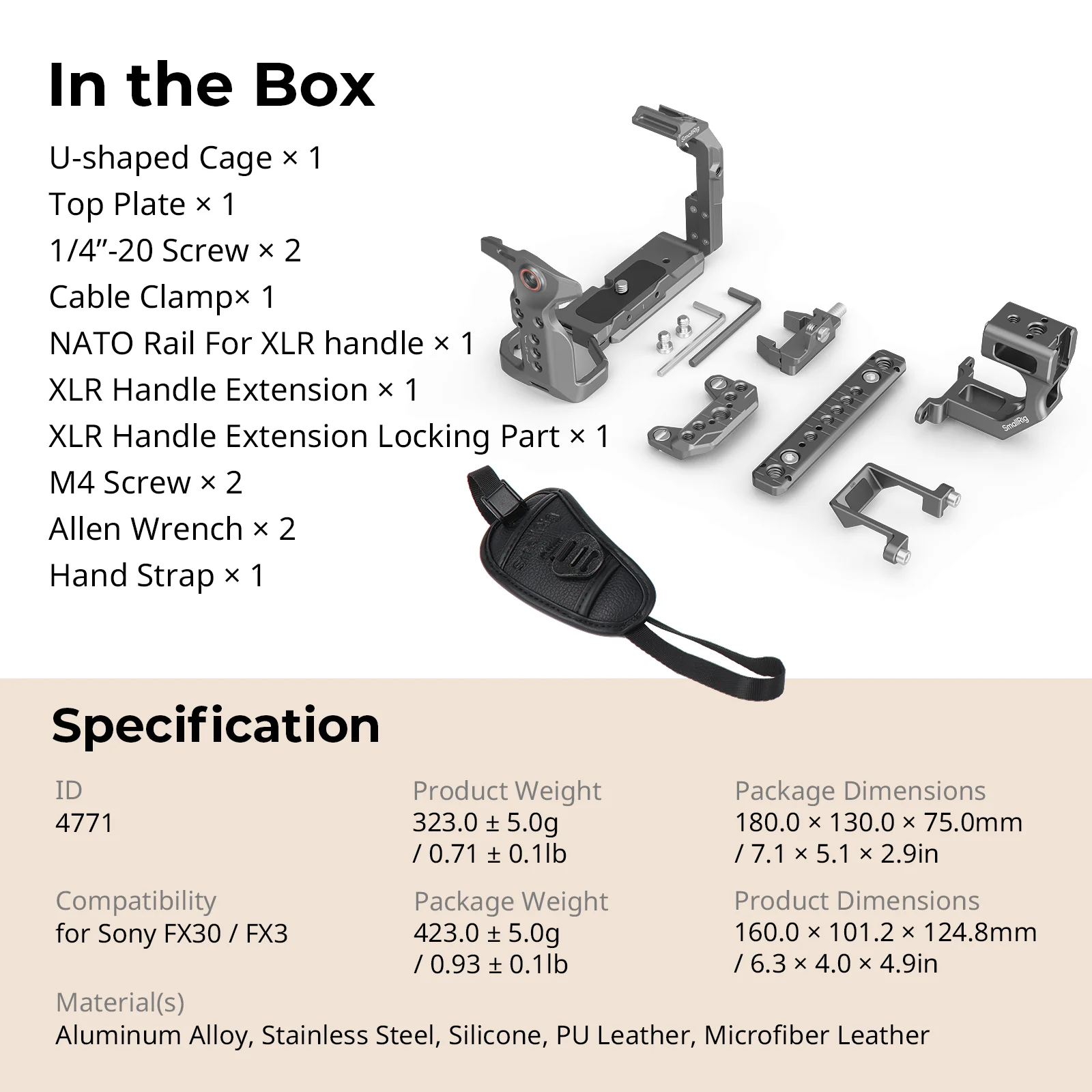 SmallRig FX30 Cage HawkLock Quick Release geavanceerde kooiset voor Sony FX3/FX30, met kabelklem Cold Shoe NATO Rail -4770
