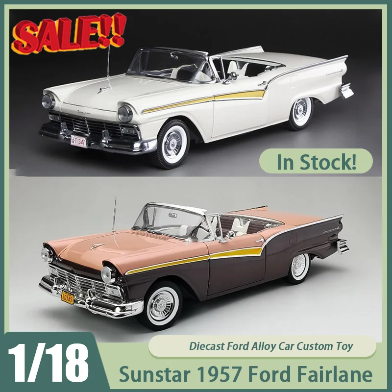 

New In Stock Sunstar 1:18 Ford 1957 Fairlane Roof Detachable Alloy Car Diecast Ford Ornaments Custom Toys Kids Christmas Gift