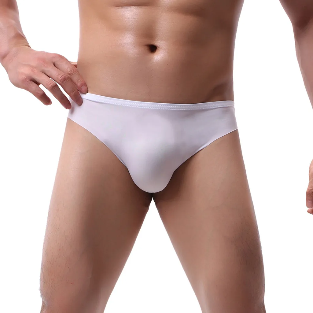 Calzoncillos de seda de hielo para hombre, ropa interior transpirable, sin costuras, Flexible, de cintura baja, Color sólido