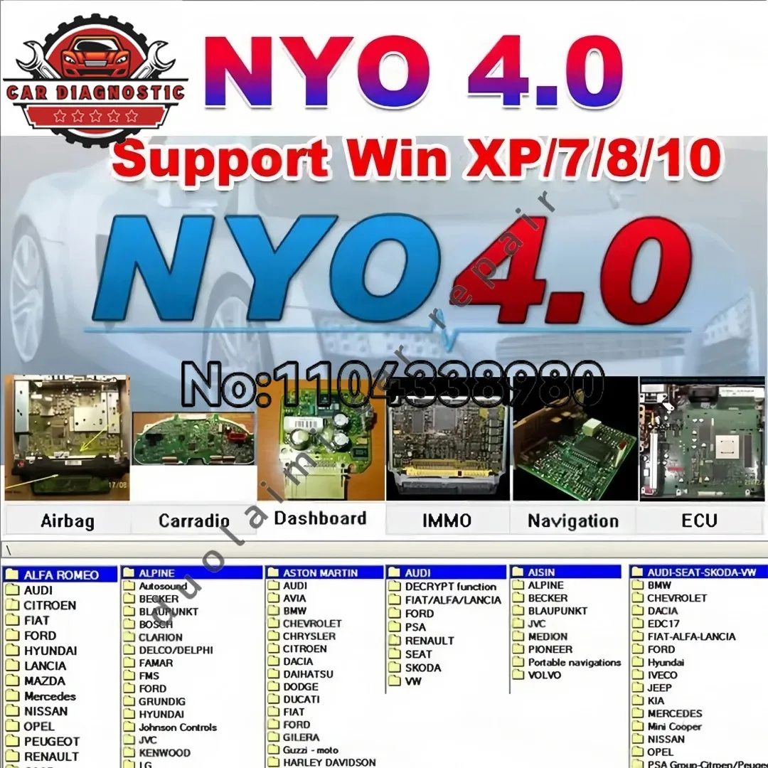 

Лидер продаж NYO 4,0 2021, база с полной передачей данных, программное обеспечение для авторемонта, радиоразблокировка приборной панели, Recalibratio IMMO, навигация, калькулятор NYO 4,0