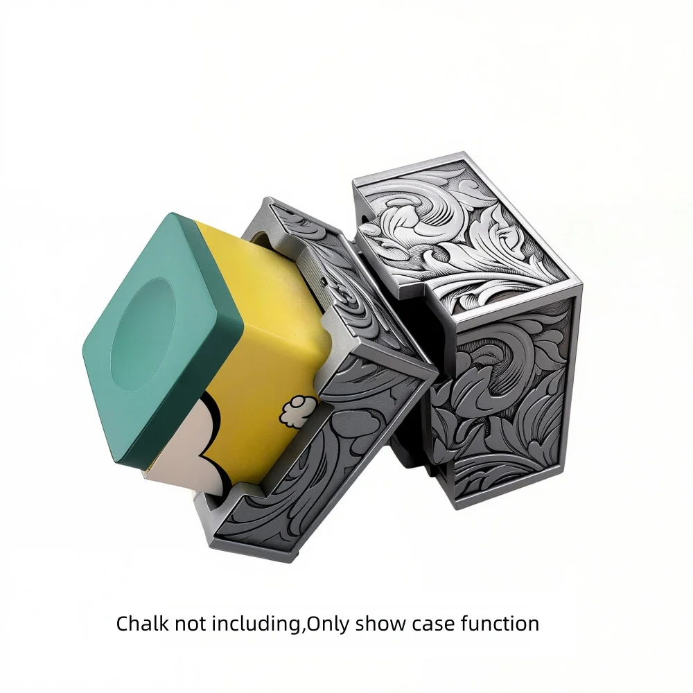 Premium Vintage Floral Engraved ZAMAK Alloied Chalk Case Holer / TAOM PYRO V10 Deluxe Prefessional Snooker & Pool Chalk