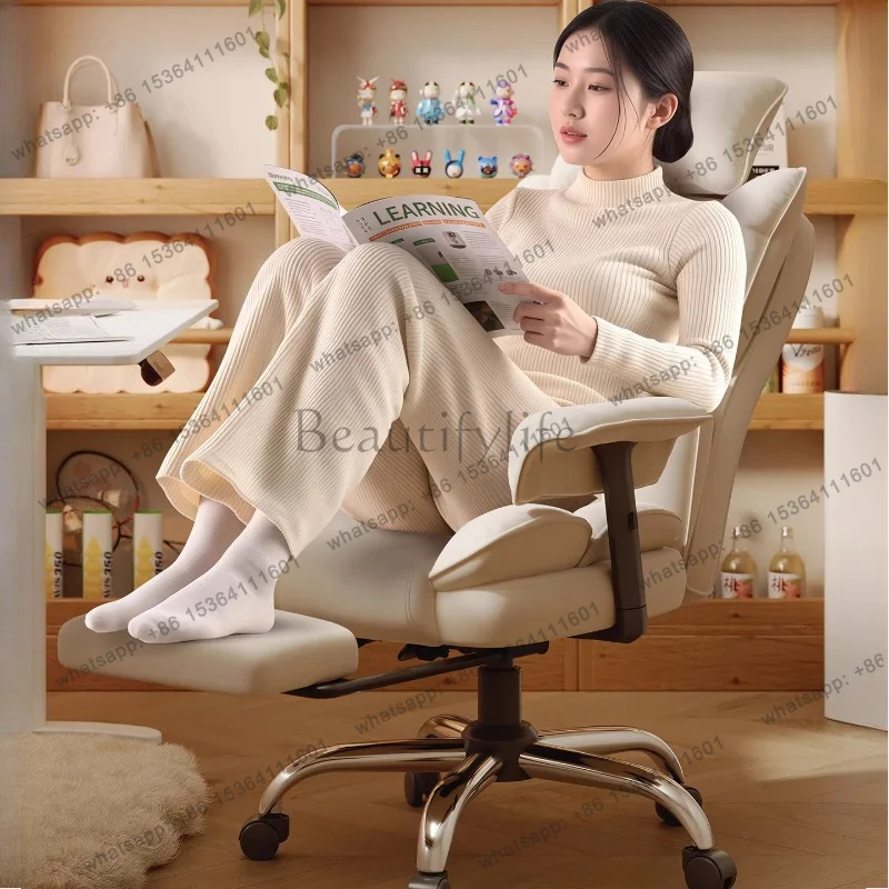 Cadeira de escritório nórdica com encosto, confortável, ergonômica, leve, com rodas, relaxante, móveis da moda