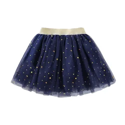 Fashion Kids Girls Mesh Skirts Princess Pretty Stars Fluorescence Floral Pleated Tutu Embroidery Girl Lace Faldas Dance Clothes
