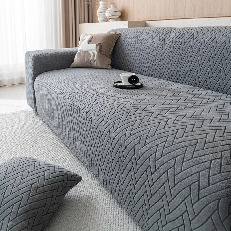 Jacquard Sofa Cover for Living Room Thick Elastic Sofa Cover 1/2/3/4 Seater L-Shaped Corner Sofa Cover
