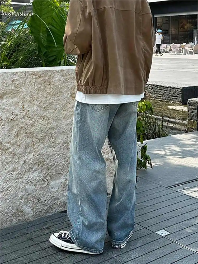 

Loose Straight Leg Jeans Casual Spring Autumn Men's Long Pants Versatile Trendy Drapey Jeans Youthful Popular Loose Fit Jeans